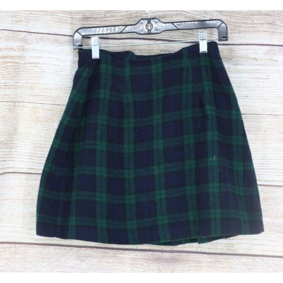 VINTAGE Tracy Evans Womens Juniors Sz 7 Pleated High Rise Plaid Mini Skirt Navy - Picture 4 of 6